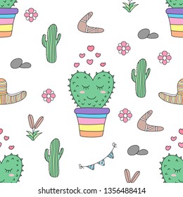 Seamless pattern cute unicorn cartoon hand drawn style.vector and illustration