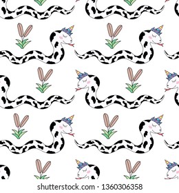 Seamless pattern cute unicorn cartoon hand drawn style.vector and illustration