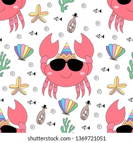 Seamless pattern cute unicorn cartoon hand drawn style.vector and illustration