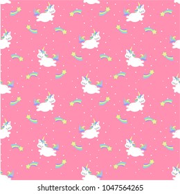 seamless pattern cute unicorn, child print on fabric