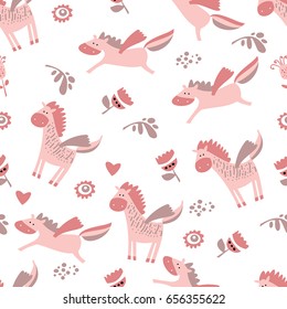 seamless pattern of a cute unicorn, horse.  vector illustration