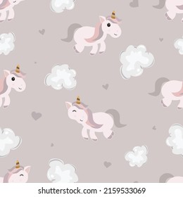 seamless pattern with cute unicorn in pastel color