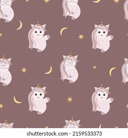 seamless pattern with cute unicorn in pastel color