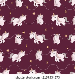 seamless pattern with cute unicorn in pastel color