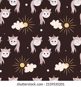 seamless pattern with cute unicorn in pastel color