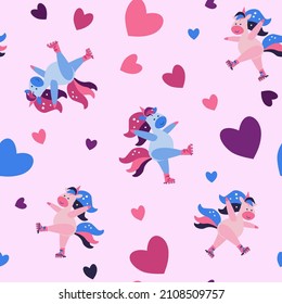 Seamless pattern cute Unicorn vector pony child princess angel animal, sweet pastel color.