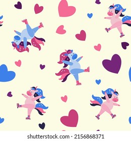 Seamless pattern cute Unicorn vector pony child princess angel animal, sweet pastel color.
