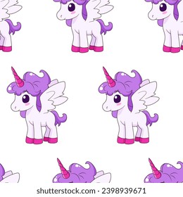 Seamless pattern with cute unicorn. Vector tile