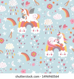 Motif harmonieux de jolies licornes.