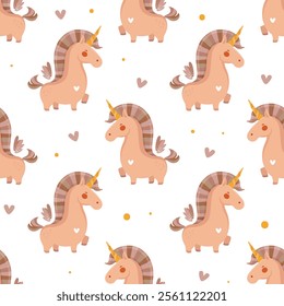 Seamless pattern with cute unicorns