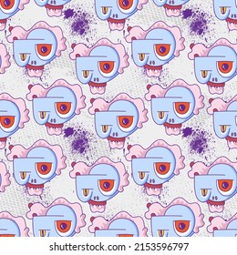 Seamless pattern with cute unique repeat creatures