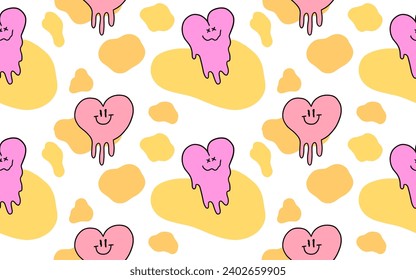 seamless pattern cute valentine melting heart vector