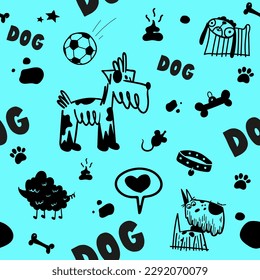 seamless pattern with cute vector 
dogs 