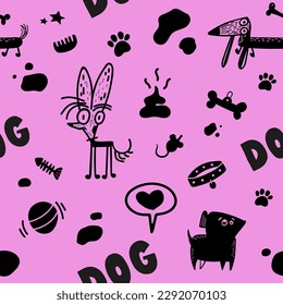 seamless pattern with cute vector 
dogs