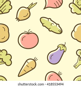 Seamless pattern with cute vegetables