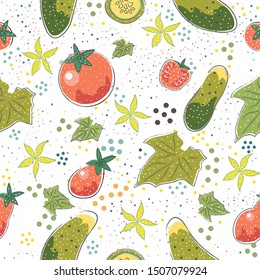 Seamless Pattern with Cute Vegetables. Scandinavian Style. Vector Illustration