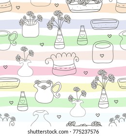 Seamless pattern with cute Vintage flowers. vector background.