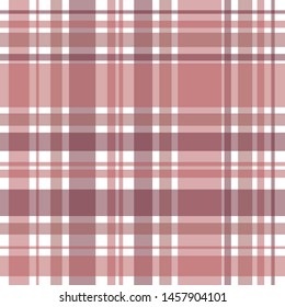 Seamless pattern in cute warm pink and white colors for plaid, fabric, textile, clothes, tablecloth and other things. Vector image. 1