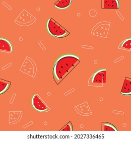 Patrón inmaculado con una bella sandía sobre fondo pastel. Ilustración vectorial para impresión textil, papel pintado, diseño de moda.