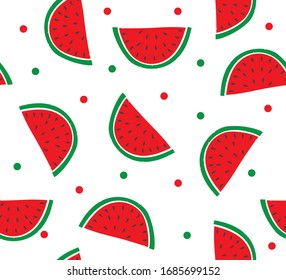 Nahtlose Muster mit Cute Watermelon-Scheiben, Vektorillustration Design