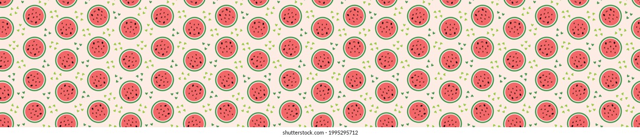 Seamless pattern with cute watermelon slices