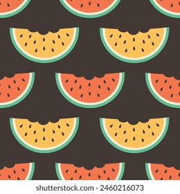Seamless pattern with cute watermelon slices. Fruits seamless pattern. Vector illustration in flat style