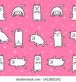 Seamless pattern with cute white cats
