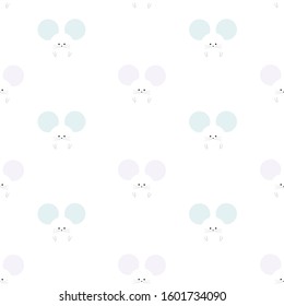 Seamless pattern with cute white mice