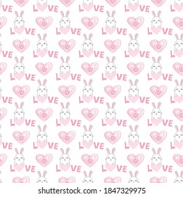Cute Rabbit Face Seamless Pattern Stock Vector (Royalty Free ...