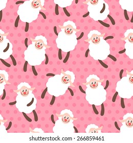 Seamless pattern with cute white ships
