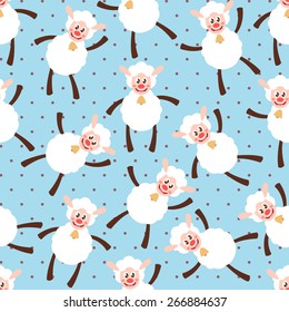 Seamless pattern with cute white ships