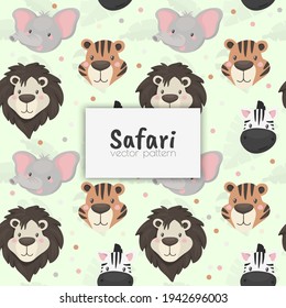 Seamless pattern with cute wild animal. African safari.Vector illustration