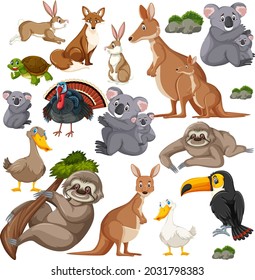 Seamless pattern with cute wild animals cartoon character illustration