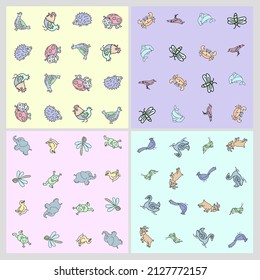 seamless pattern with cute wild animals childish.