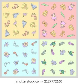 seamless pattern with cute wild animals childish.