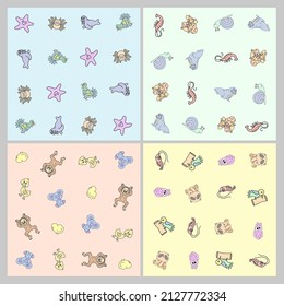 seamless pattern with cute wild animals childish.