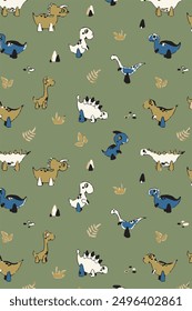 Seamless pattern with cute wild animals childish. Animals zoo, crocodile. Suitable for design kid textile, wrapping paper, background. Kids animal characters.