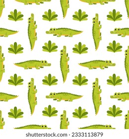 Seamless pattern with cute wild crocodiles. Pattern for kids textile.