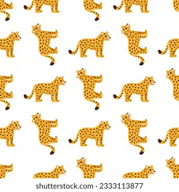 Seamless pattern with cute wild leopards. Pattern for kids textile.
