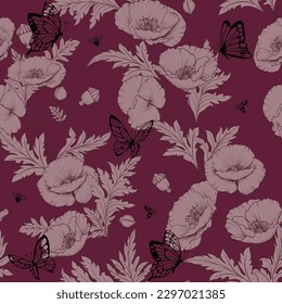 Motif harmonieux de fleurs d'esquisse graphique