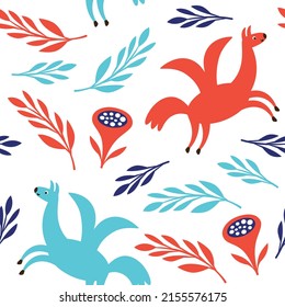 Seamless pattern with cute winged horses. Fabric pattern, wrapping paper , apparel design