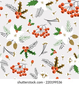 Seamless pattern with cute winter flowers. Used for wallpaper, pattern fills, web page background,surface textures.