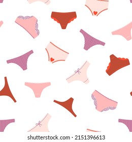 Seamless pattern with cute woman's underpants. Modern flat vector illustration