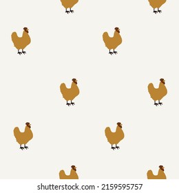 Seamless pattern with cute yellow chickens on a white background