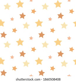 Patrón sin foco en estrellas amarillas y naranjas lindas para tela, textiles, ropa, manteles y otras cosas. Imagen vectorial. 
