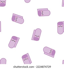 Seamless pattern with cute yoga mats