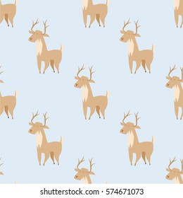 Seamless pattern cute young Deer In Flat Style - minimal. Vector illustration