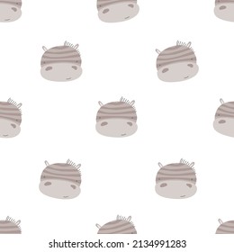 Seamless pattern with cute zebra. simple flat vector. Hand drawing for children. animal theme. baby design for fabric, textile, wrapper, print.