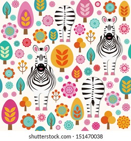 seamless pattern with cute zebras