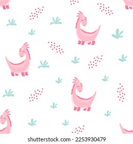 seamless pattern  with cutes dinosaur, baby shower greeting card. For Print  kids bedding, fabric, wallpaper, wrapping paper, textile, t-shirt print